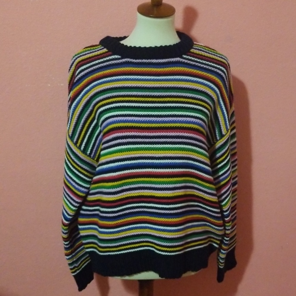 APRICOT LANE Multi Colorful Stripe Sweater 8